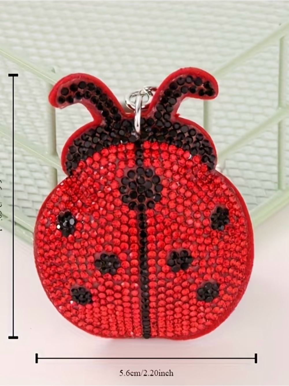 Red Crystal Ladybug Keychain Card Holder - Picture 3 of 4